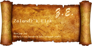 Zelenák Elek névjegykártya